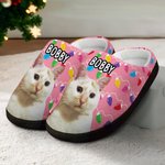 Personalisierte Licht String Hund Katze Foto Baumwolle Plüsch Hausschuhe mit Namen Geburtstag Geschenk für Tierliebhaber