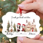 Personalised Cartoon Character Lived Next Door Ceramic Novelty Ornament with Name and Ribbon Christmas Home Decor Long Distance Gift for Besties
