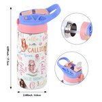 Bouteille d'Eau 350 ml Personnalisée avec Initiale et Nom Gourde pour Enfants Cadeau d'Anniversaire Noël pour Filles Amoureux des Sirènes