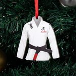 Personalized BJJ Brazilian Jiu Jitsu Gi Shape Ribbon Acrylic Ornament with Text Christmas Tree Decor Team Birthday Gift for Martial Artists