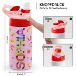 Personalisierte Thermosflasche mit Wachsmalstift-Namen Auslaufsichere Kinderflasche 350ml Einschulung Outdoor Sport Geschenk für Kinder