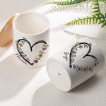 Pot de fleurs de naissance en céramique avec 1-6 noms et base en bambou Cadeau d'anniversaire de mère pour maman grand-mère