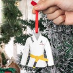 Personalized BJJ Brazilian Jiu Jitsu Gi Shape Ribbon Acrylic Ornament with Text Christmas Tree Decor Team Birthday Gift for Martial Artists