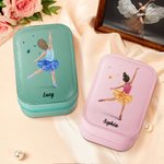 Personalisierte Cartoon Ballett Mädchen Lederschmuck Box mit Namen und LED-Licht Make-up Spiegel Geburtstag Geschenk für Ballerina Mädchen