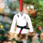 Personalized BJJ Brazilian Jiu Jitsu Gi Shape Ribbon Acrylic Ornament with Text Christmas Tree Decor Team Birthday Gift for Martial Artists