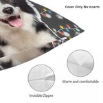 Housse de Coussin Personnalisée avec Portrait d'Animal et Nom Style Guirlande Lumineuse Cadeau Festival Noël pour Amoureux de Chien Chat