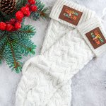 Personalized Cousin Crew Cartoon Leather Patch Knitted Christmas Stocking with Name Fireplace Holiday Party Decor Festival Gift for Family Kids