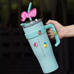 Personalisierte 3D gedruckt bunte Liebe Herz Name Stroh Topper Zubehör für Stanley Tumbler Geburtstag Geschenk für Frauen Mädchen