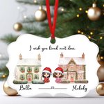 Personalised Cartoon Character Lived Next Door Ceramic Novelty Ornament with Name and Ribbon Christmas Home Decor Long Distance Gift for Besties