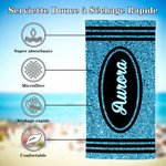 Serviette de Plage Personnalisée avec Nom en Faux Paillettes à Séchage Rapide Accessoire de Vacances d'Été Cadeau pour Journée des Enseignants