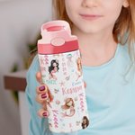 Bouteille d'Eau 350 ml Personnalisée avec Initiale et Nom Gourde pour Enfants Cadeau d'Anniversaire Noël pour Filles Amoureux des Sirènes