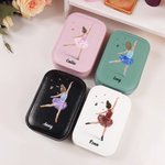 Personalisierte Cartoon Ballett Mädchen Lederschmuck Box mit Namen und LED-Licht Make-up Spiegel Geburtstag Geschenk für Ballerina Mädchen