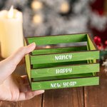 Personalized Christmas Red Green Color Wooden Candy Crate Storage Box with Text Home Table Decor Birthday Christmas Gift for Family Kids