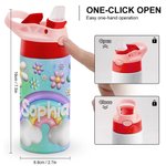 Personalisierte 3D Blume Regenbogen 12oz Kind Wasserflasche mit Silikon Stroh zurück zu Schule im Freien Zubehör Geschenk für Kinder