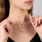 Personalized Multiple 1-8 Birthstones Family Necklace Birthday Anniversary Gift for Women