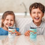 Personalized Colorful Letter Cousin Crew Cartoon 12oz Lowball Insulated Tumbler with Flip Lid and Straw Birthday Christmas Gift for Kids Family