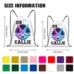 Personalized Neon Dynamic Hockey Drawstring Backpack Bag with Name Sports Team Birthday Gift for Hockey Players Lovers