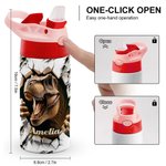 Personalised Cool Dinosaur 12oz Sport Water Bottle with Straw Birthday  Back to School Gift for Kids