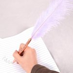 Stylos à Bille Personnalisés avec Texte Gravé Set de 2 Stylos en Peluche d'Autruche Colorée Cadeau Anniversaire Noël pour Écrivain Collègue Ami