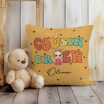 Personalized Cousin Crew Cartoon Character Soft Throw Pillow Cover with Name Home Decor Christmas Gift for Family