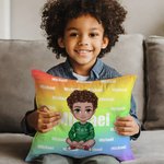 Gepersonaliseerde kleurrijke gradiënt cartoon karakter woord wolk kussenhoes met namen Home Decor Kerst verjaardagscadeau voor familie kinderen