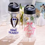 Personalized Kid Wedding Role Water Bottle with Name and Straw Wedding Party Junior Bridesmaid Gift for Children