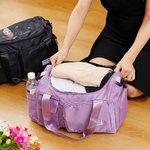 Personalised Waterproof Cartoon Birth Flower Name Weekend Bag with Shoulder Strap and Compartments Birthday Christmas Gift for Women