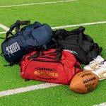 Personalized Football Sports Theme Mirror Name Duffle Bag Backpack with Shoe Compartment and Shoulder Strap Birthday Team Gift for Football Lovers