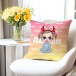 Gepersonaliseerde kleurrijke gradiënt cartoon karakter woord wolk kussenhoes met namen Home Decor Kerst verjaardagscadeau voor familie kinderen