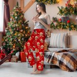 Gepersonaliseerde Zachte Kerstmuts Hond Kat Portret Lange Pyjamabroek met Zak Koord Kerstcadeau voor Huisdierliefhebber