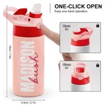 Henkilökohtainen värikäs nimi 12oz eristetty Kid vesipullo silikoni olki ja kahva takaisin kouluun syntymäpäivälahja pojille tytöille