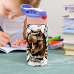 Personalised Cool Dinosaur 12oz Sport Water Bottle with Straw Birthday  Back to School Gift for Kids