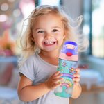 Personalisierte 3D Blume Regenbogen 12oz Kind Wasserflasche mit Silikon Stroh zurück zu Schule im Freien Zubehör Geschenk für Kinder