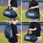 Personalized Football Sports Theme Mirror Name Duffle Bag Backpack with Shoe Compartment and Shoulder Strap Birthday Team Gift for Football Lovers
