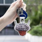Personalised Embroidery Multicolor Fringe Bangs Highland Cow Leather Keychain with Name Birthday Gift for Highland Cow Lovers