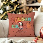 Personalized Cousin Crew Cartoon Character Soft Throw Pillow Cover with Name Home Decor Christmas Gift for Family