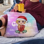 Gepersonaliseerde kleurrijke gradiënt cartoon karakter woord wolk kussenhoes met namen Home Decor Kerst verjaardagscadeau voor familie kinderen