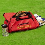 Personalized Football Sports Theme Mirror Name Duffle Bag Backpack with Shoe Compartment and Shoulder Strap Birthday Team Gift for Football Lovers