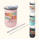 Personalized Colorful Letter Cousin Crew Cartoon 12oz Lowball Insulated Tumbler with Flip Lid and Straw Birthday Christmas Gift for Kids Family