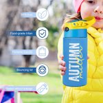 Henkilökohtainen värikäs nimi 12oz eristetty Kid vesipullo silikoni olki ja kahva takaisin kouluun syntymäpäivälahja pojille tytöille