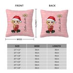 Personalized Cute Cartoon Character Birth Flower Multicolour Throw Pillow Cover with Names Home Decor Christmas Birthday Gift for Family Kids