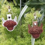 Personalised Embroidery Multicolor Fringe Bangs Highland Cow Leather Keychain with Name Birthday Gift for Highland Cow Lovers