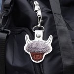 Personalised Embroidery Multicolor Fringe Bangs Highland Cow Leather Keychain with Name Birthday Gift for Highland Cow Lovers