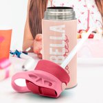 Henkilökohtainen värikäs nimi 12oz eristetty Kid vesipullo silikoni olki ja kahva takaisin kouluun syntymäpäivälahja pojille tytöille