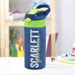 Henkilökohtainen värikäs nimi 12oz eristetty Kid vesipullo silikoni olki ja kahva takaisin kouluun syntymäpäivälahja pojille tytöille