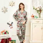 Ensemble de pyjama à manches longues avec nom et initiales Cadeau de Noël pour femmes