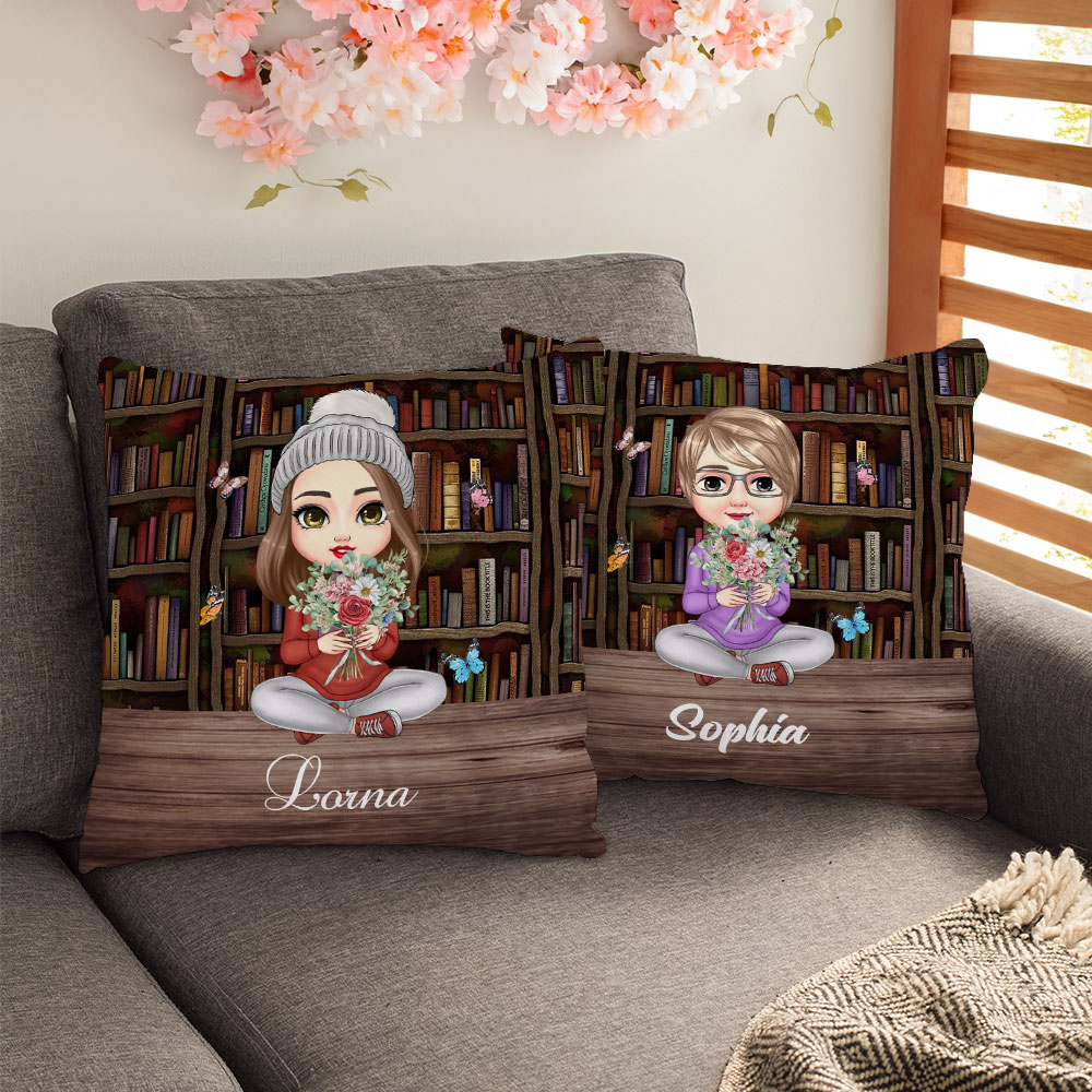 Oreiller de bibliothèque personnalisé avec nom et prénom Cadeau d'anniversaire pour les femmes