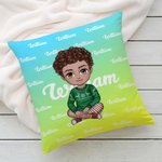 Gepersonaliseerde kleurrijke gradiënt cartoon karakter woord wolk kussenhoes met namen Home Decor Kerst verjaardagscadeau voor familie kinderen