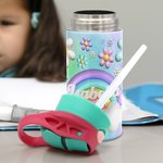 Personalisierte 3D Blume Regenbogen 12oz Kind Wasserflasche mit Silikon Stroh zurück zu Schule im Freien Zubehör Geschenk für Kinder
