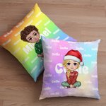 Gepersonaliseerde kleurrijke gradiënt cartoon karakter woord wolk kussenhoes met namen Home Decor Kerst verjaardagscadeau voor familie kinderen